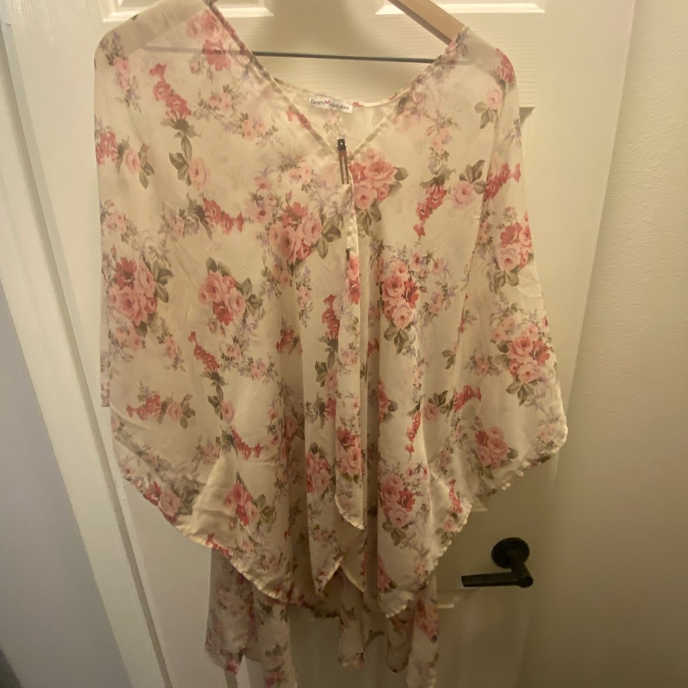 Sheer floral cardigan